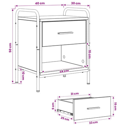 Bedside Cabinet Old Wood 40 x 30 x 50 cm Engineered Wood