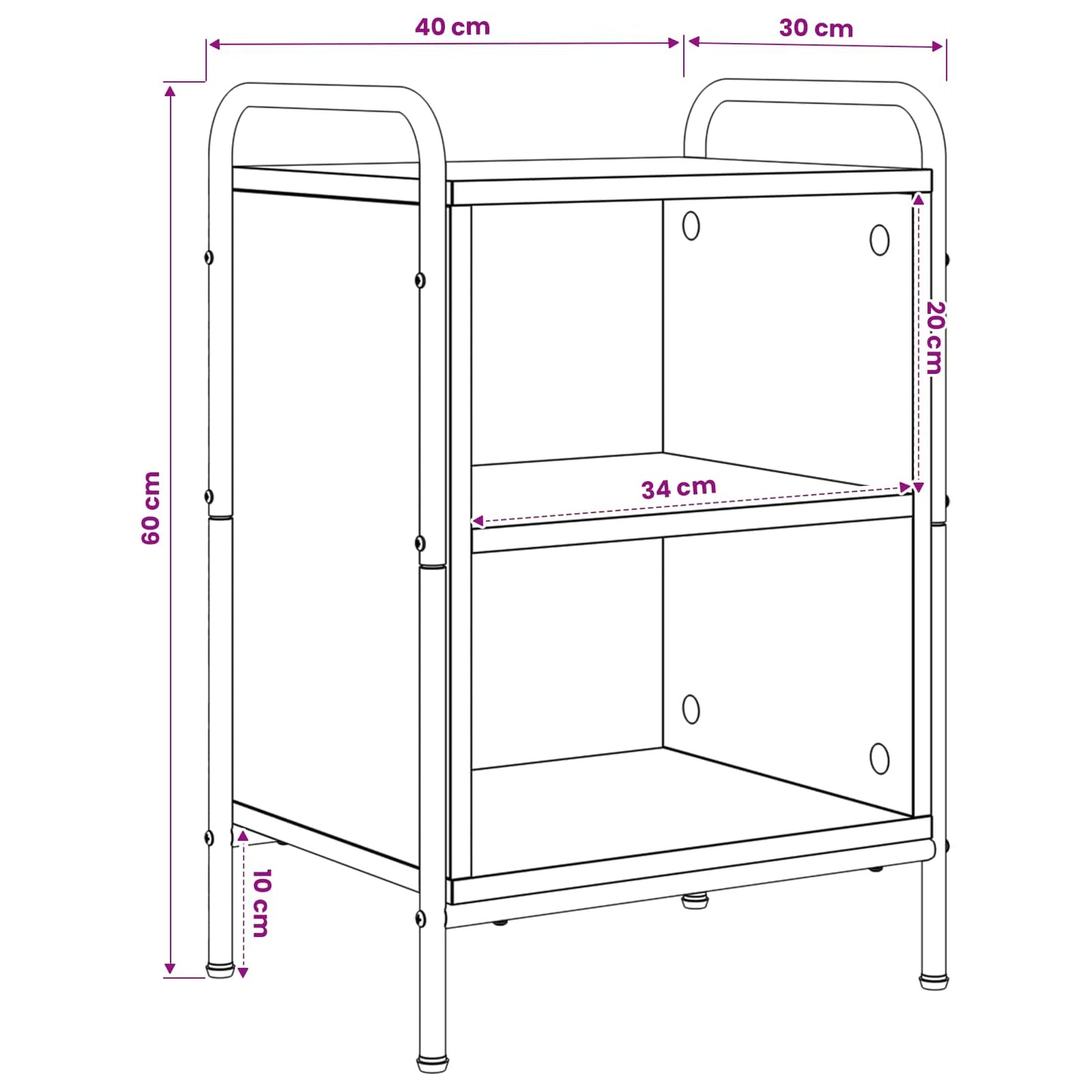 Bedside Cabinet Black Oak 40 x 30 x 60 cm Engineered Wood