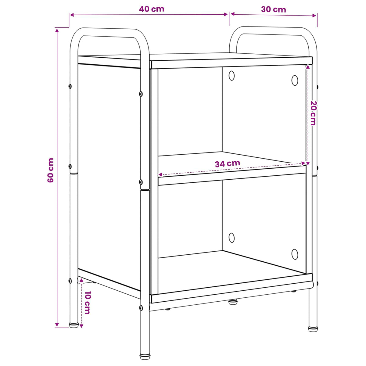 Bedside Cabinet Artisan Oak 40 x 30 x 60 cm Engineered Wood