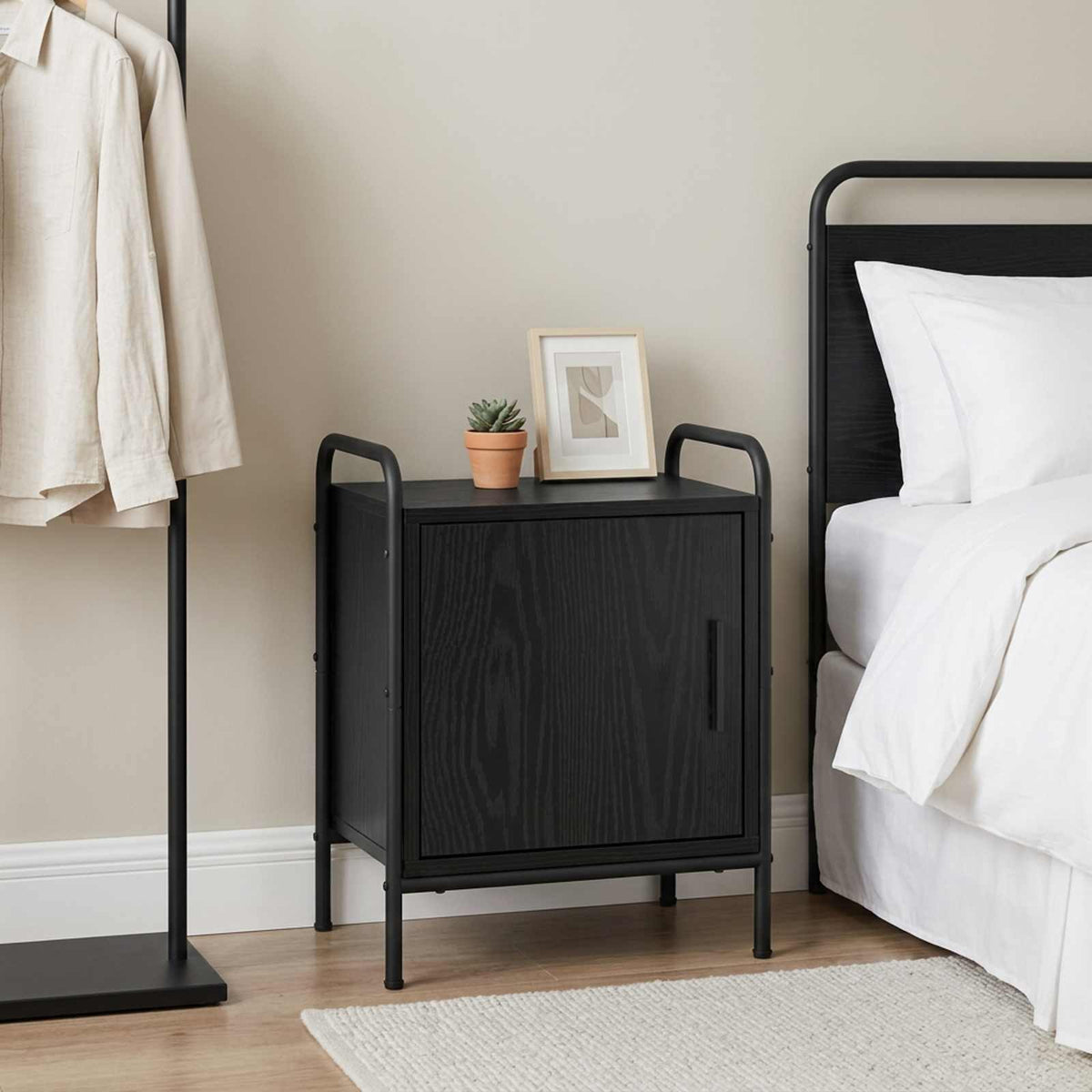 Bedside Cabinet Black Oak 40 x 30 x 50 cm Engineered Wood