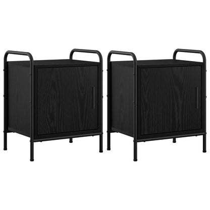 Bedside Cabinet 2 pcs Black Oak 40 x 30 x 50 cm Engineered Wood