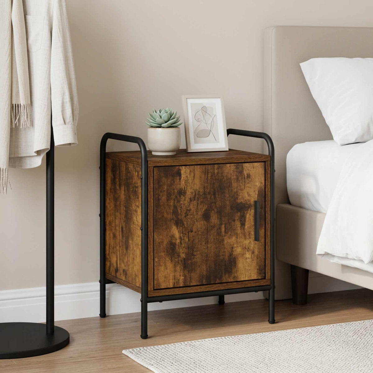 Bedside Cabinet Smoked Oak 40 x 30 x 50 cm Engineered Wood