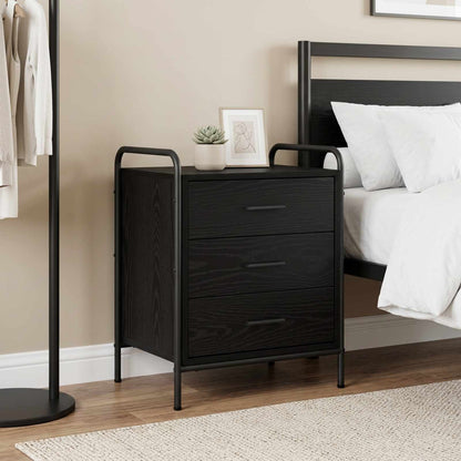 Bedside Cabinet Black Oak 48 x 36.5 x 60 cm Engineered Wood