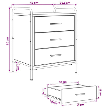 Bedside Cabinet Black Oak 48 x 36.5 x 60 cm Engineered Wood