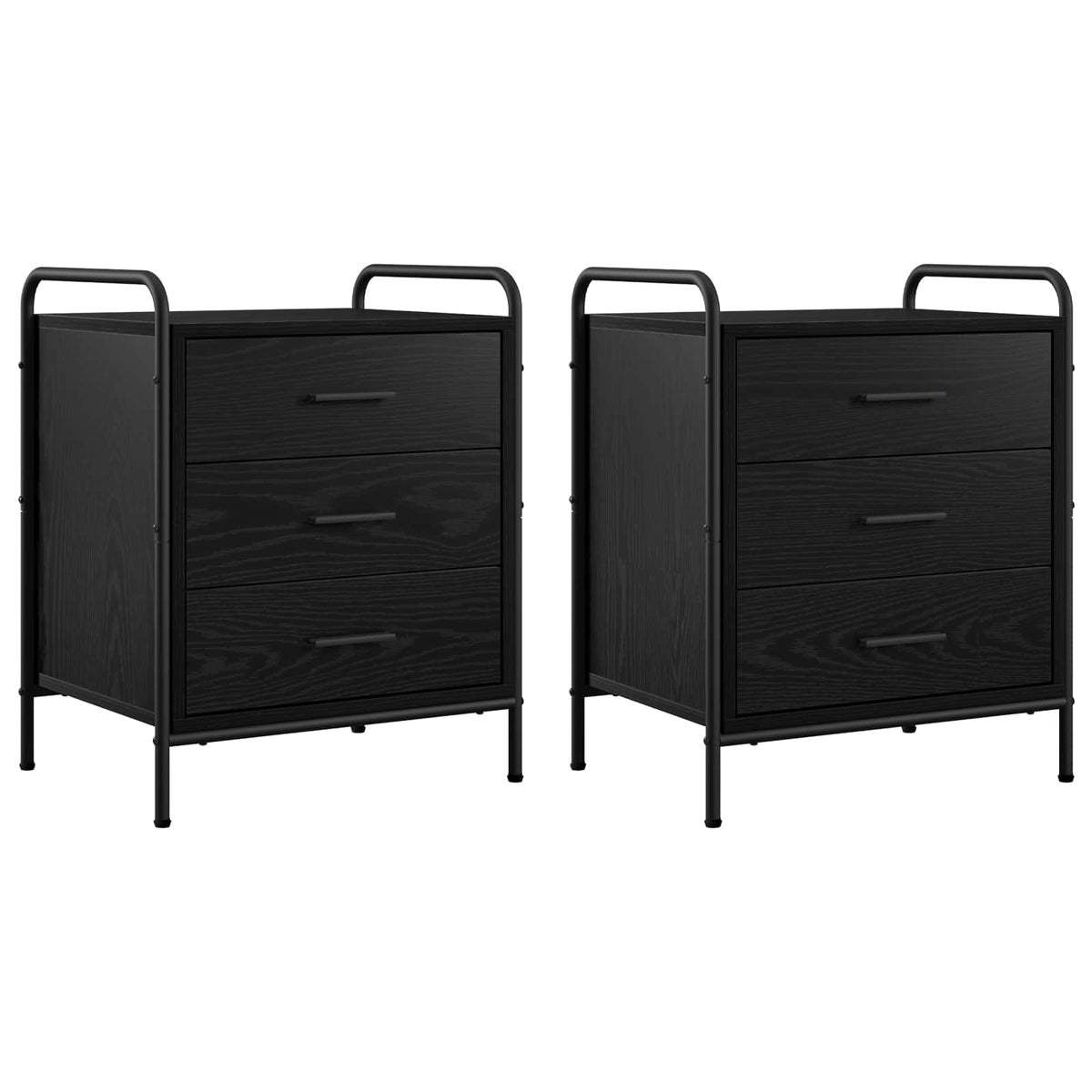 Bedside Cabinet 2 pcs Black Oak 48 x 36.5 x 60 cm