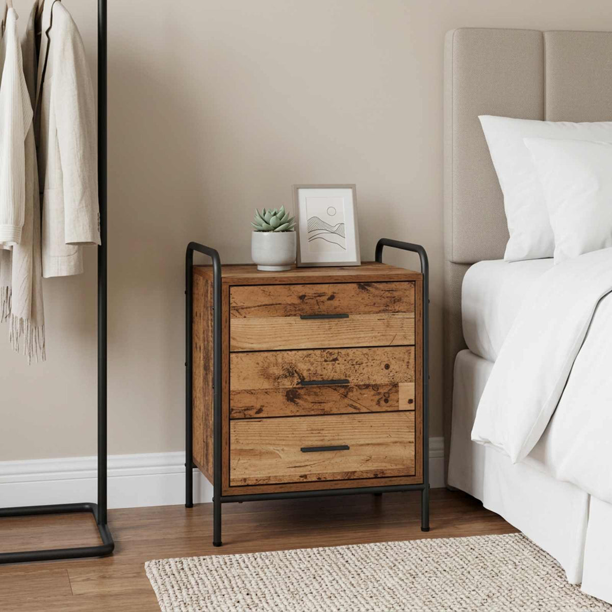 Bedside Cabinet Old Wood 48 x 36.5 x 60 cm Engineered Wood