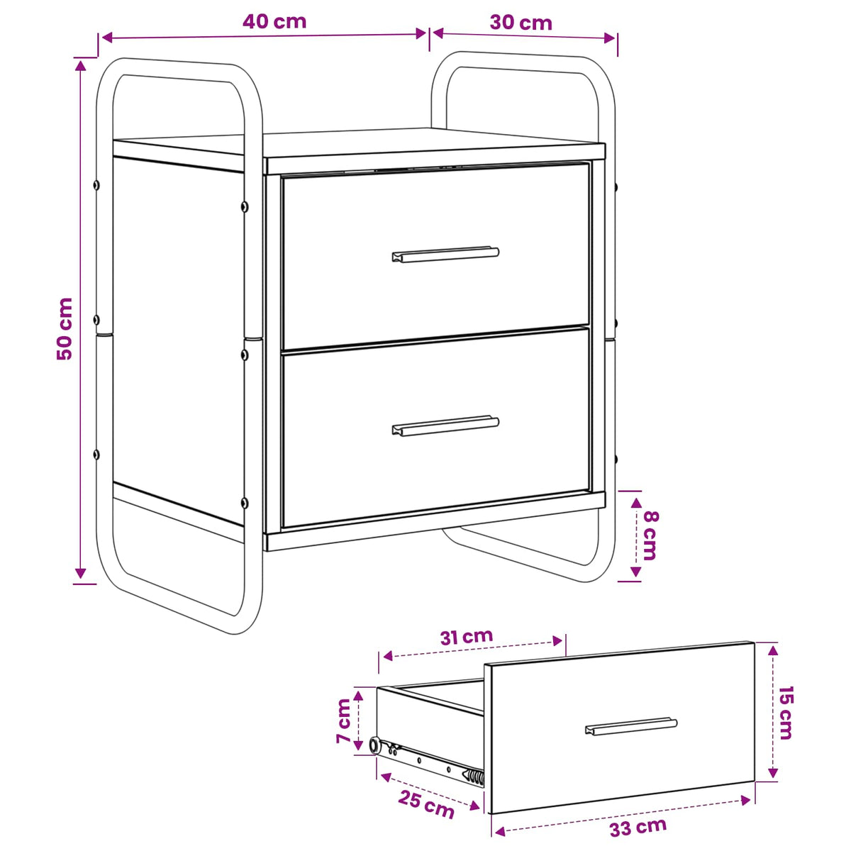 Hanging Bedside Cabinet Black Oak 40 x 30 x 50 cm