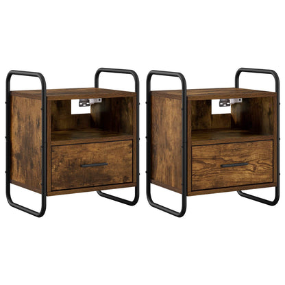 Hanging Bedside Cabinet 2 pcs Smoked Oak 40 x 30 x 50 cm