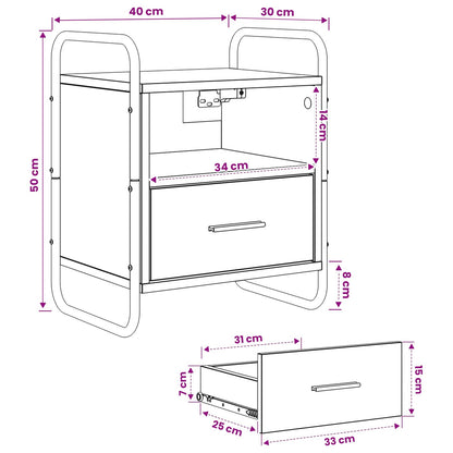 Hanging Bedside Cabinet Old Wood 40 x 30 x 50 cm
