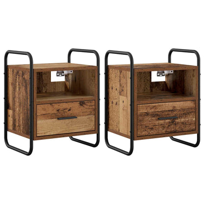 Hanging Bedside Cabinet 2 pcs Old Wood 40 x 30 x 50 cm