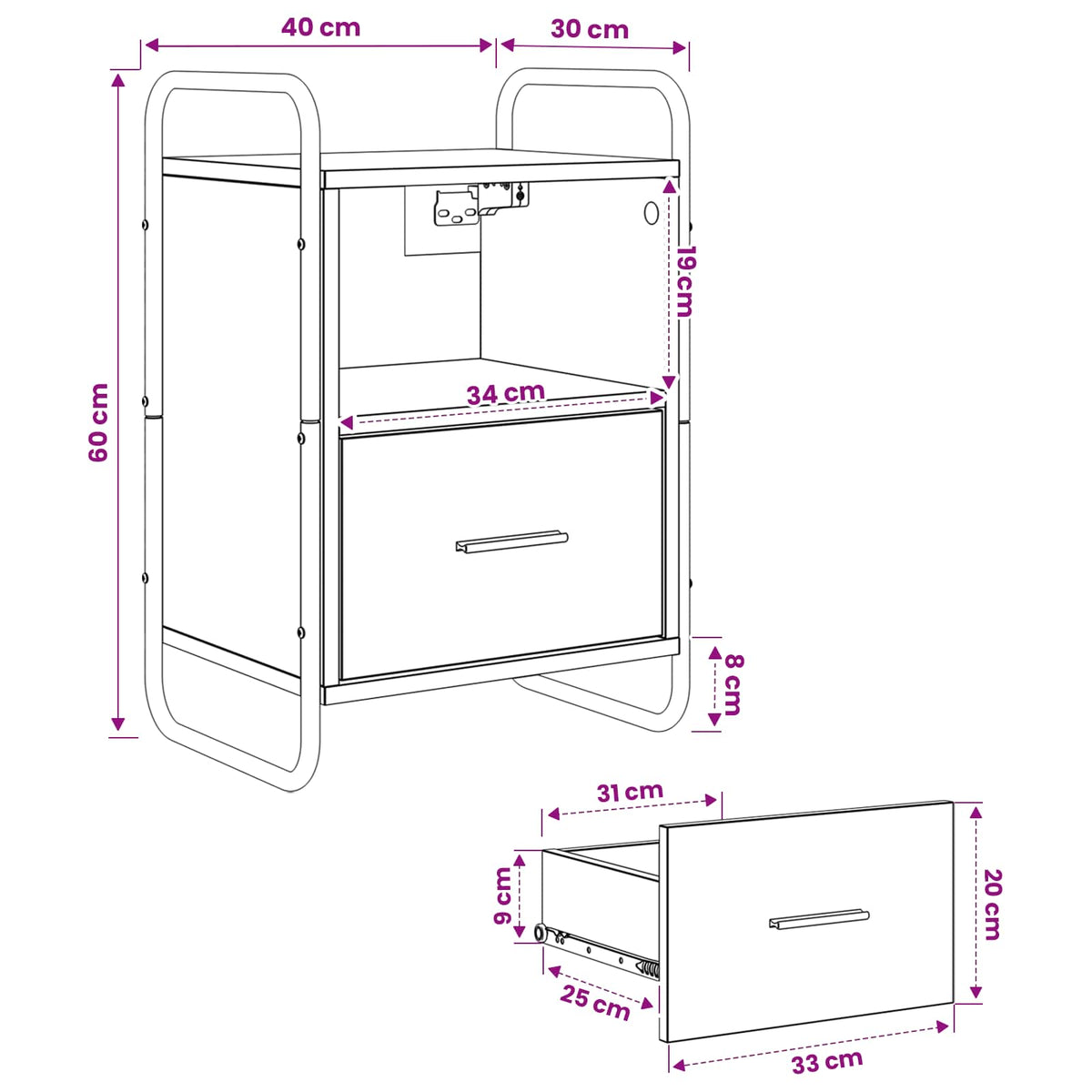 Hanging Bedside Cabinet 2 pcs Old Wood 40 x 30 x 60 cm
