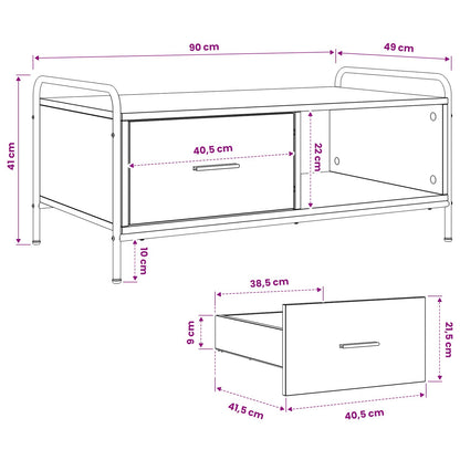 Coffee Table Artisan Oak 90 x 49 x 41 cm Engineered Wood