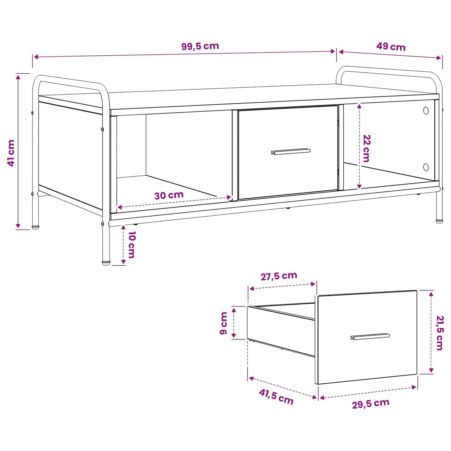 Coffee Table Sonoma Oak 99.5 x 49 x 41 cm Engineered Wood