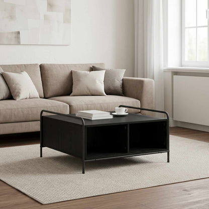 Coffee Table Black Oak 80 x 80 x 41 cm Engineered Wood