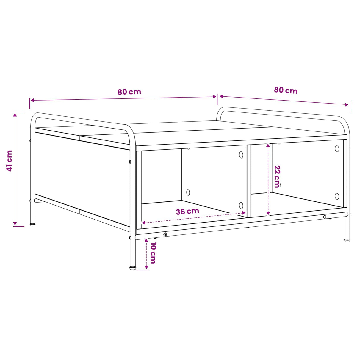 Coffee Table Black Oak 80 x 80 x 41 cm Engineered Wood