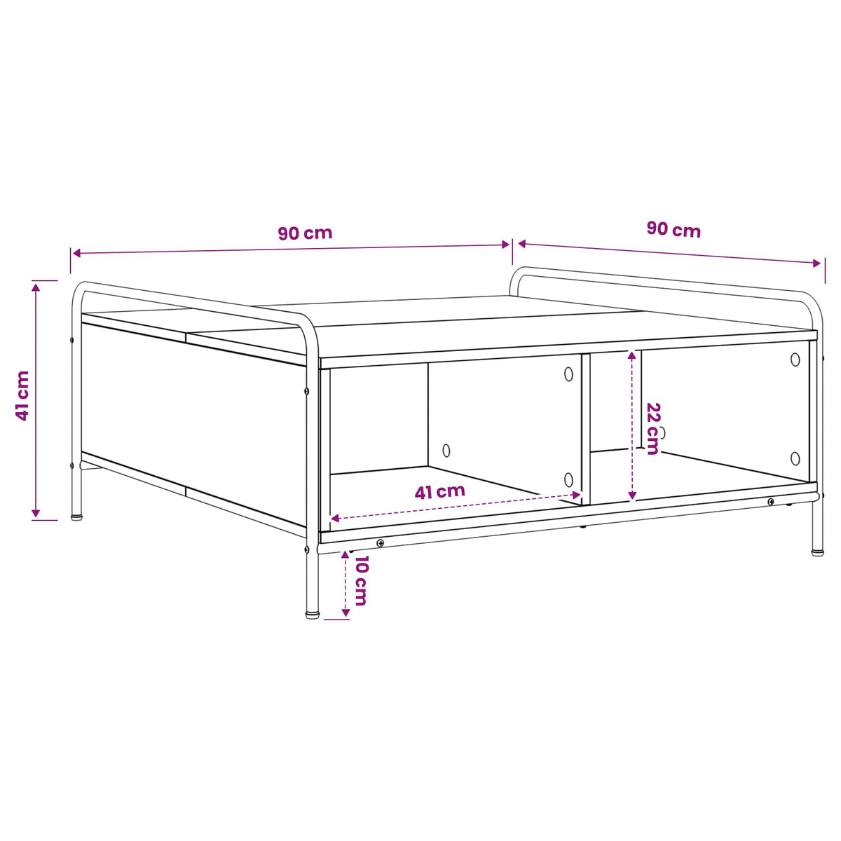 Coffee Table Grey Sonoma 90 x 90 x 41 cm Engineered Wood