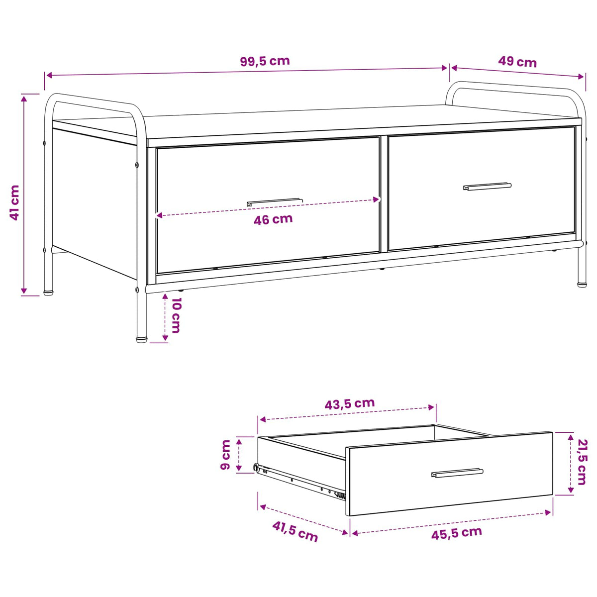 Coffee Table Grey Sonoma 99.5 x 49 x 41 cm Engineered Wood