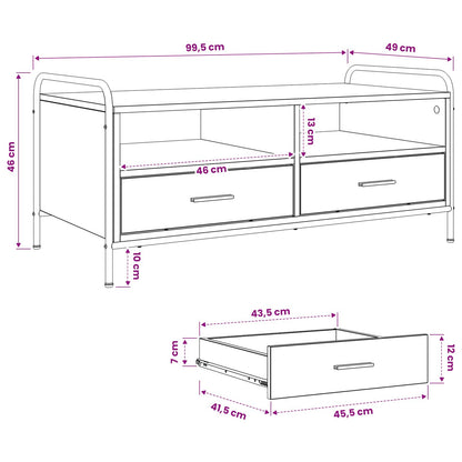 Coffee Table Smoked Oak 99.5 x 49 x 46 cm Engineered Wood