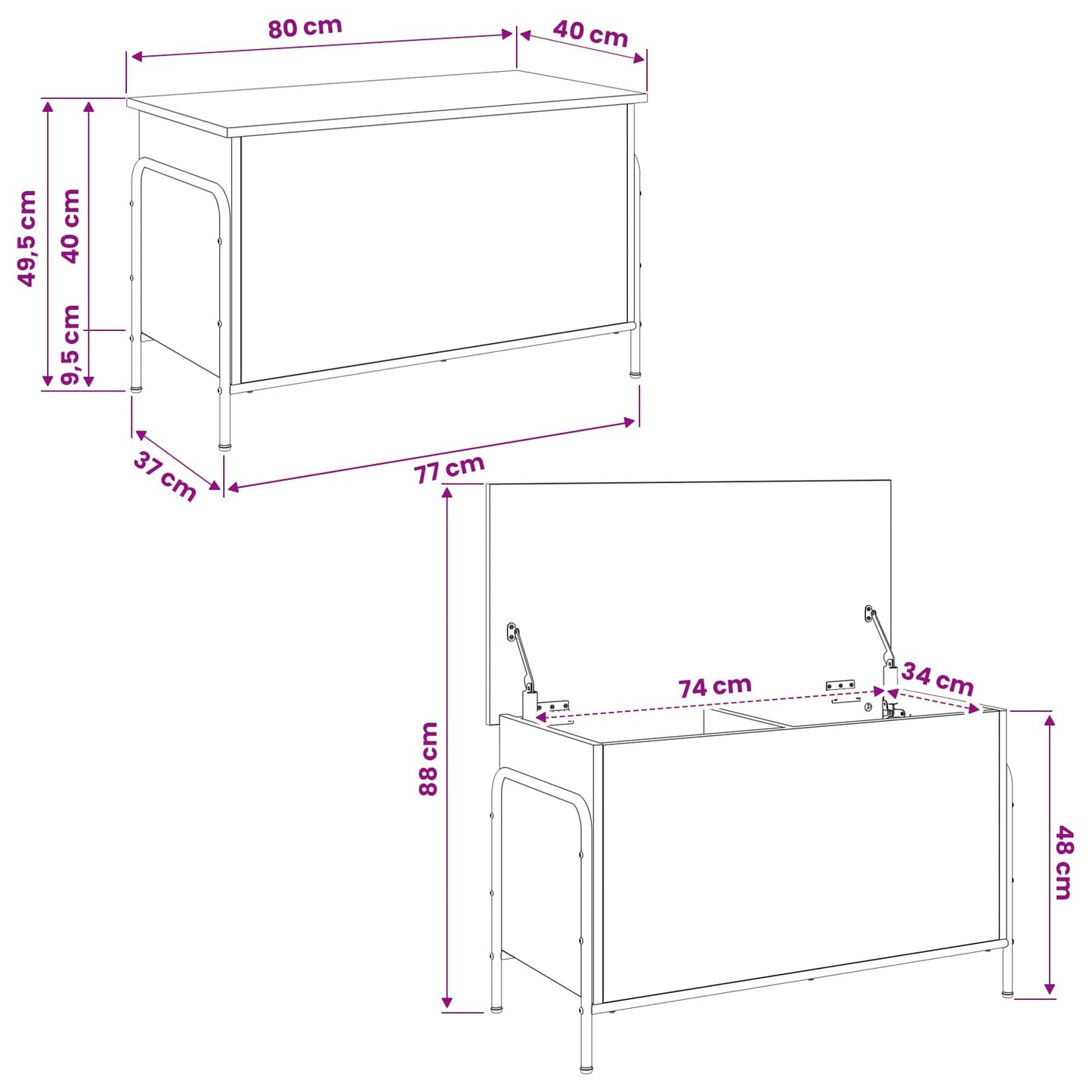 Storage Box Old Wood 80 x 40 x 49.5 cm Engineered Wood
