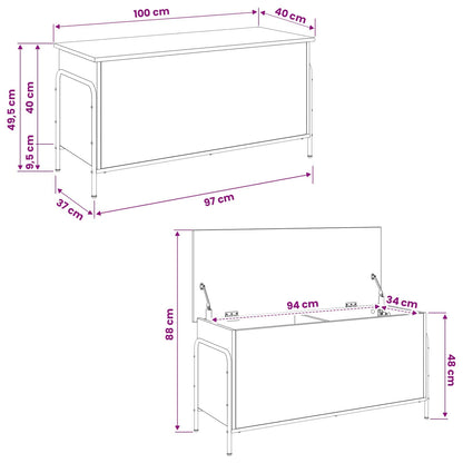 Storage Box Smoked Oak 100 x 40 x 49.5 cm Engineered Wood