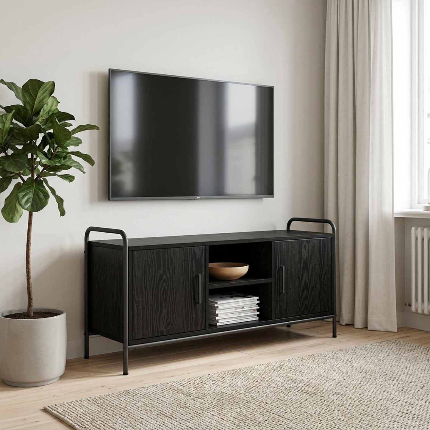 TV Cabinet 99 x 33 x 50 cm Black Oak Engineered Wood