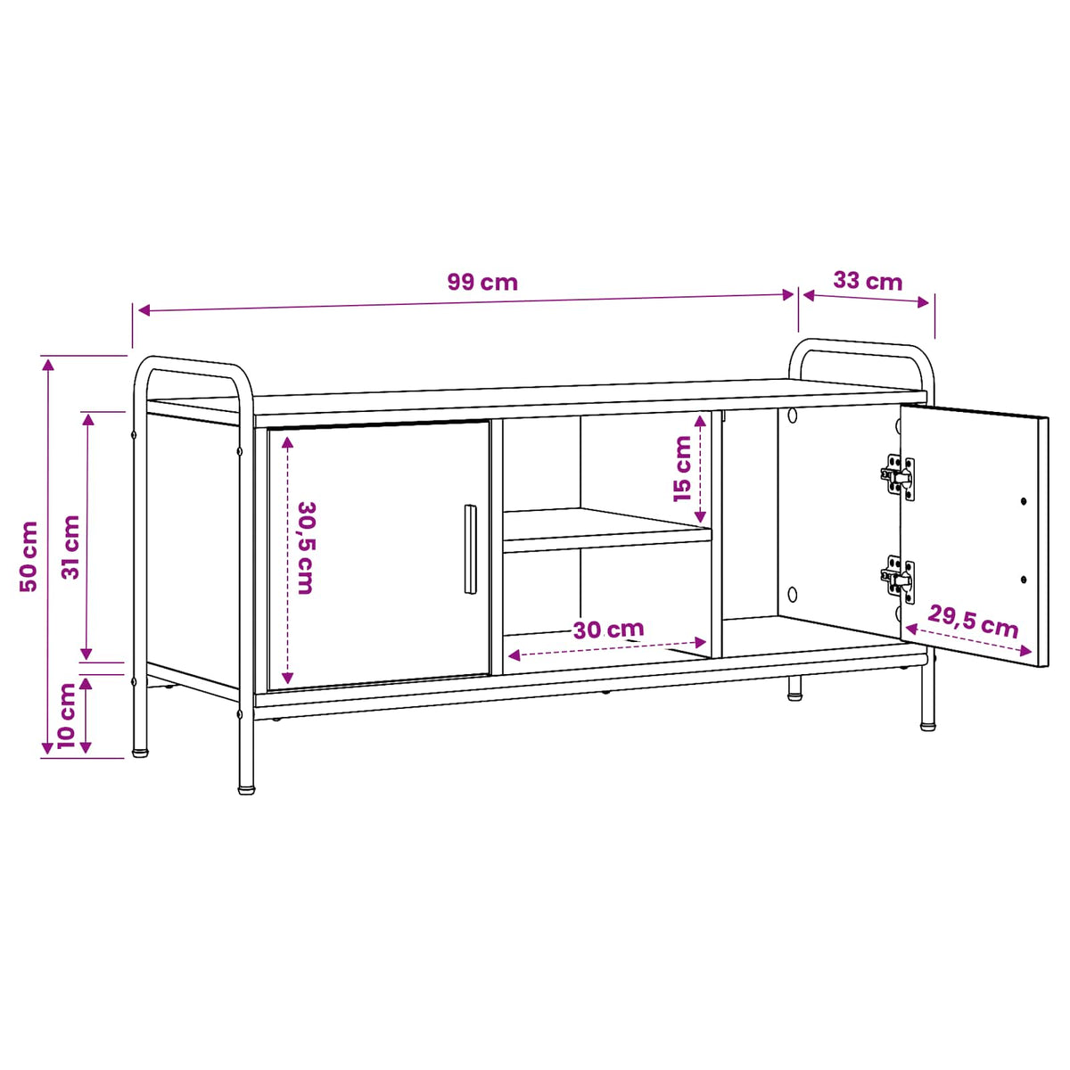 TV Cabinet 99 x 33 x 50 cm Black Oak Engineered Wood
