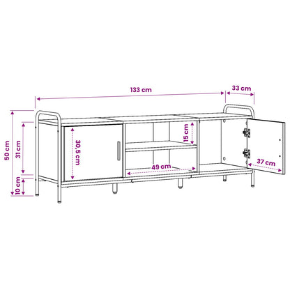 TV Cabinet 133 x 33 x 50 cm Smoked Oak Engineered Wood
