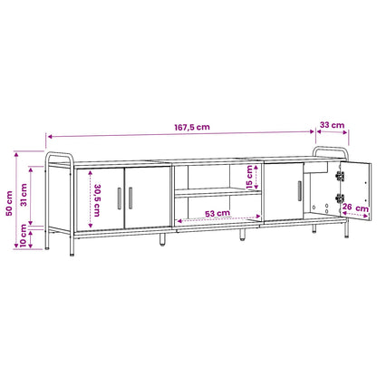 TV Cabinet 167.5 x 33 x 50 cm Black Oak Engineered Wood