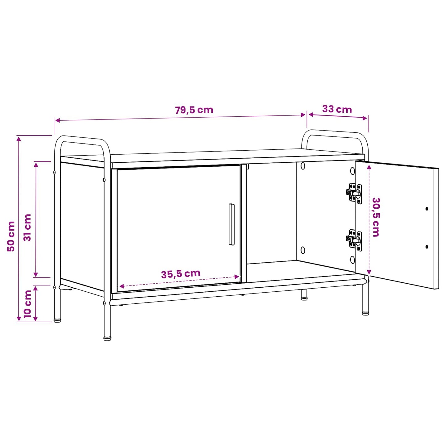 TV Cabinet 79.5 x 33 x 50 cm Black Oak Engineered Wood