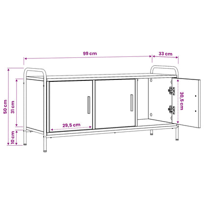 TV Cabinet 99 x 33 x 50 cm Black Oak Engineered Wood