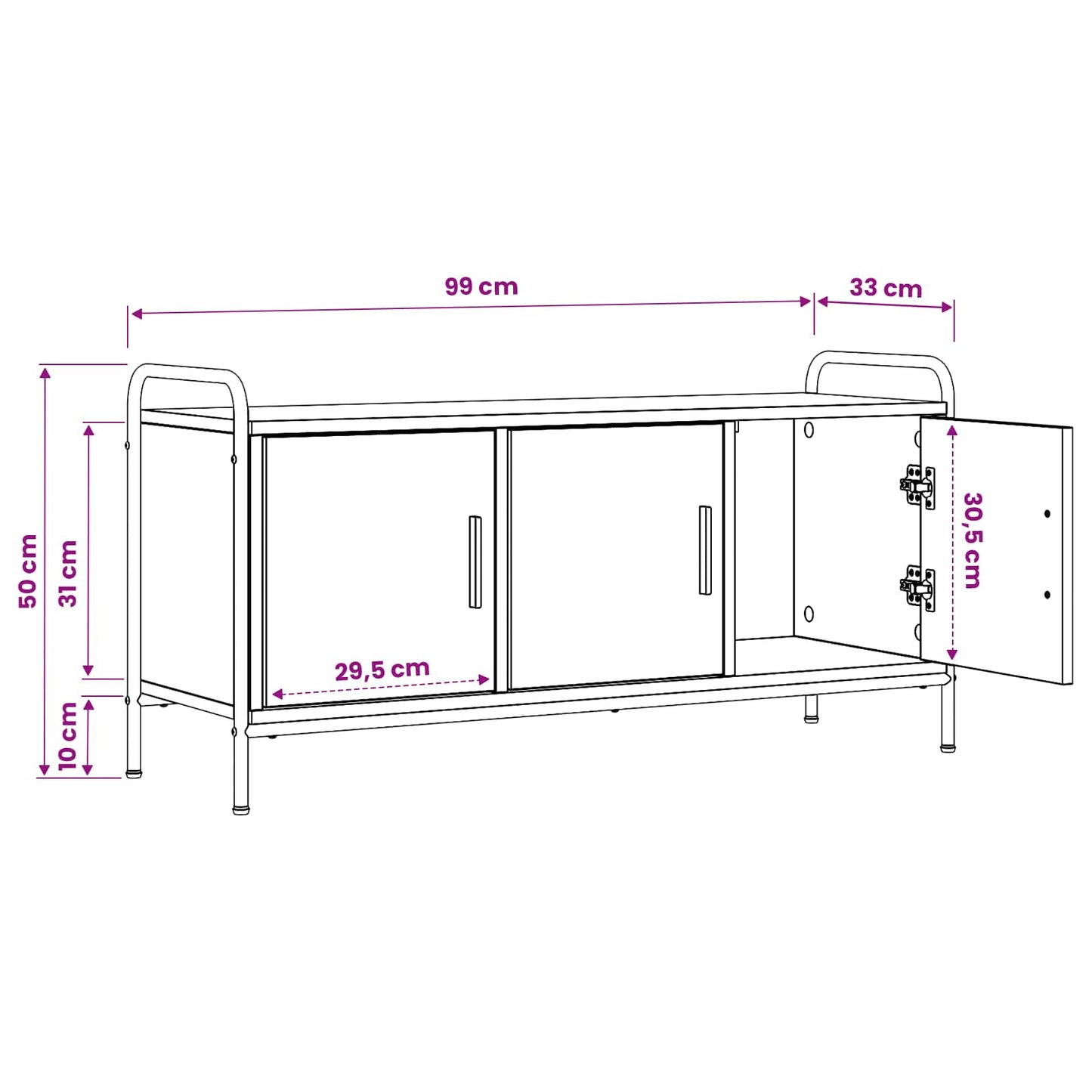 TV Cabinet 99 x 33 x 50 cm Smoked Oak Engineered Wood