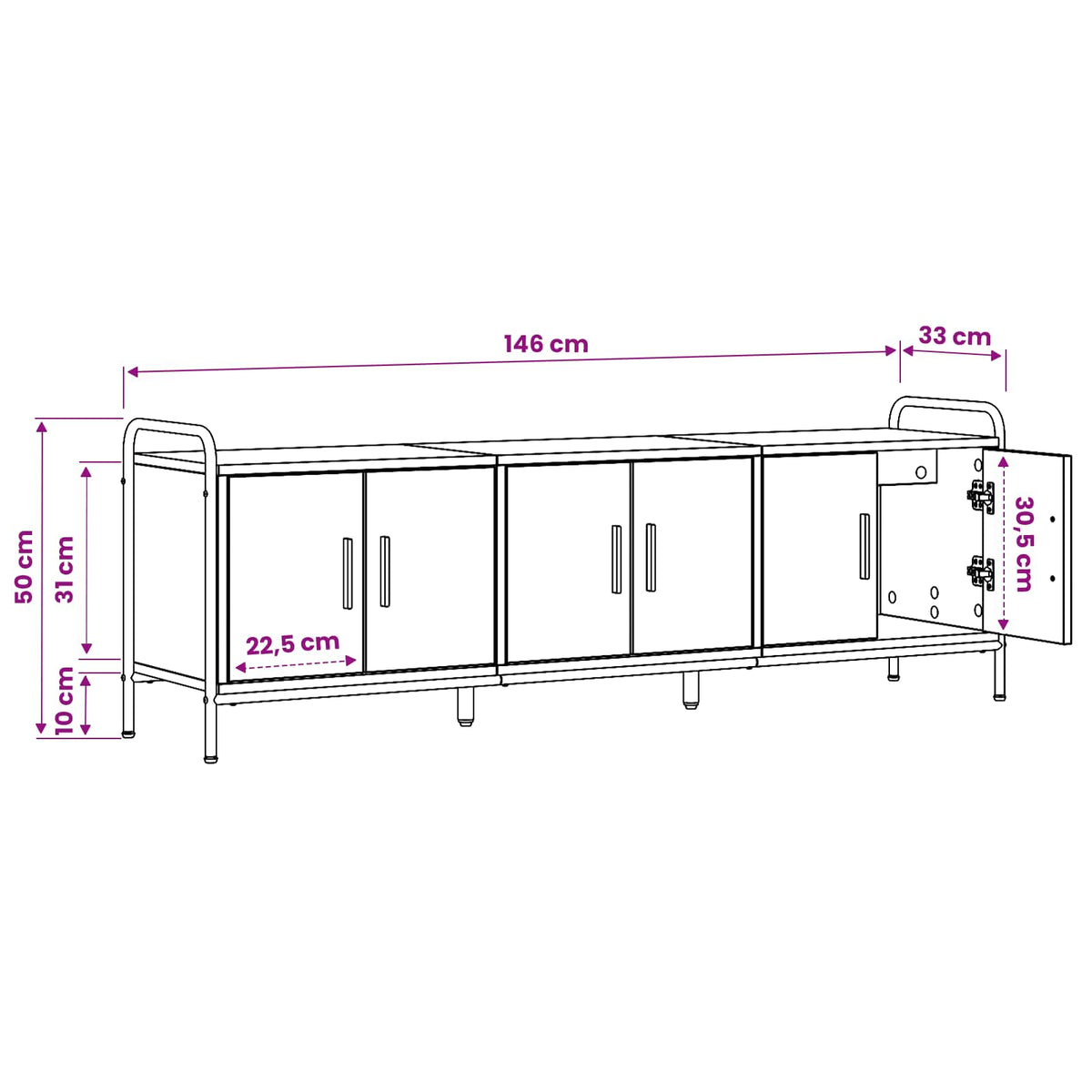 TV Cabinet 146 x 33 x 50 cm Old Wood Engineered Wood