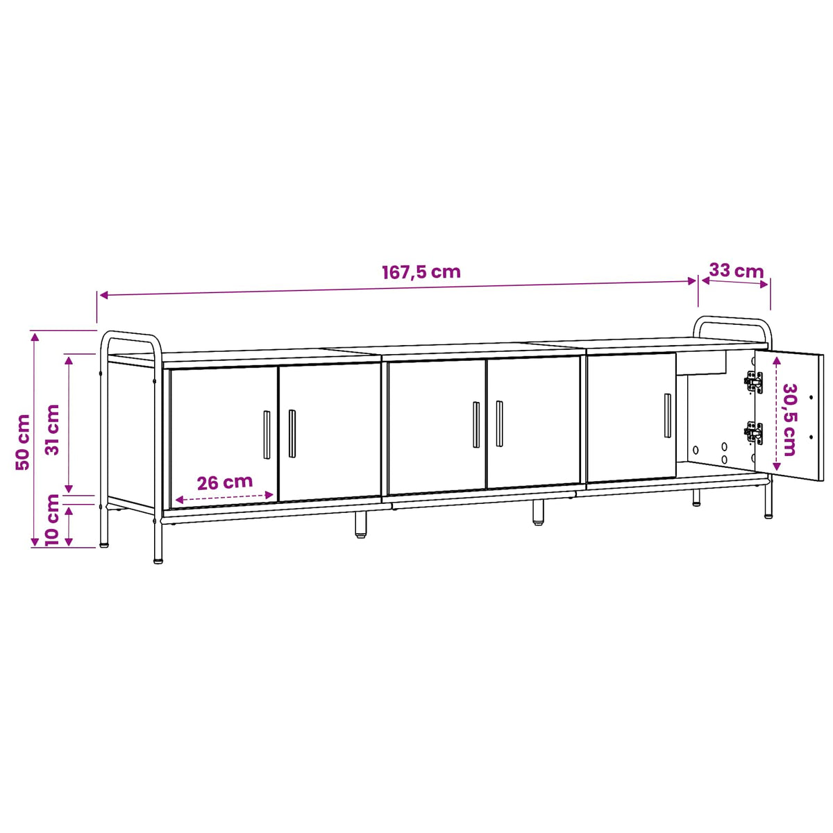 TV Cabinet 167.5 x 33 x 50 cm Old Wood Engineered Wood