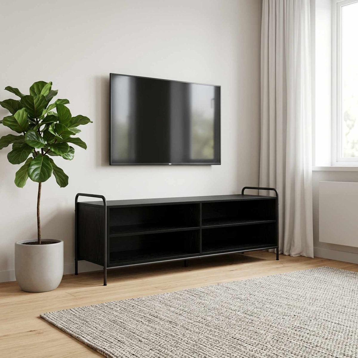 TV Cabinet 140 x 39.5 x 50 cm Black Oak Engineered Wood