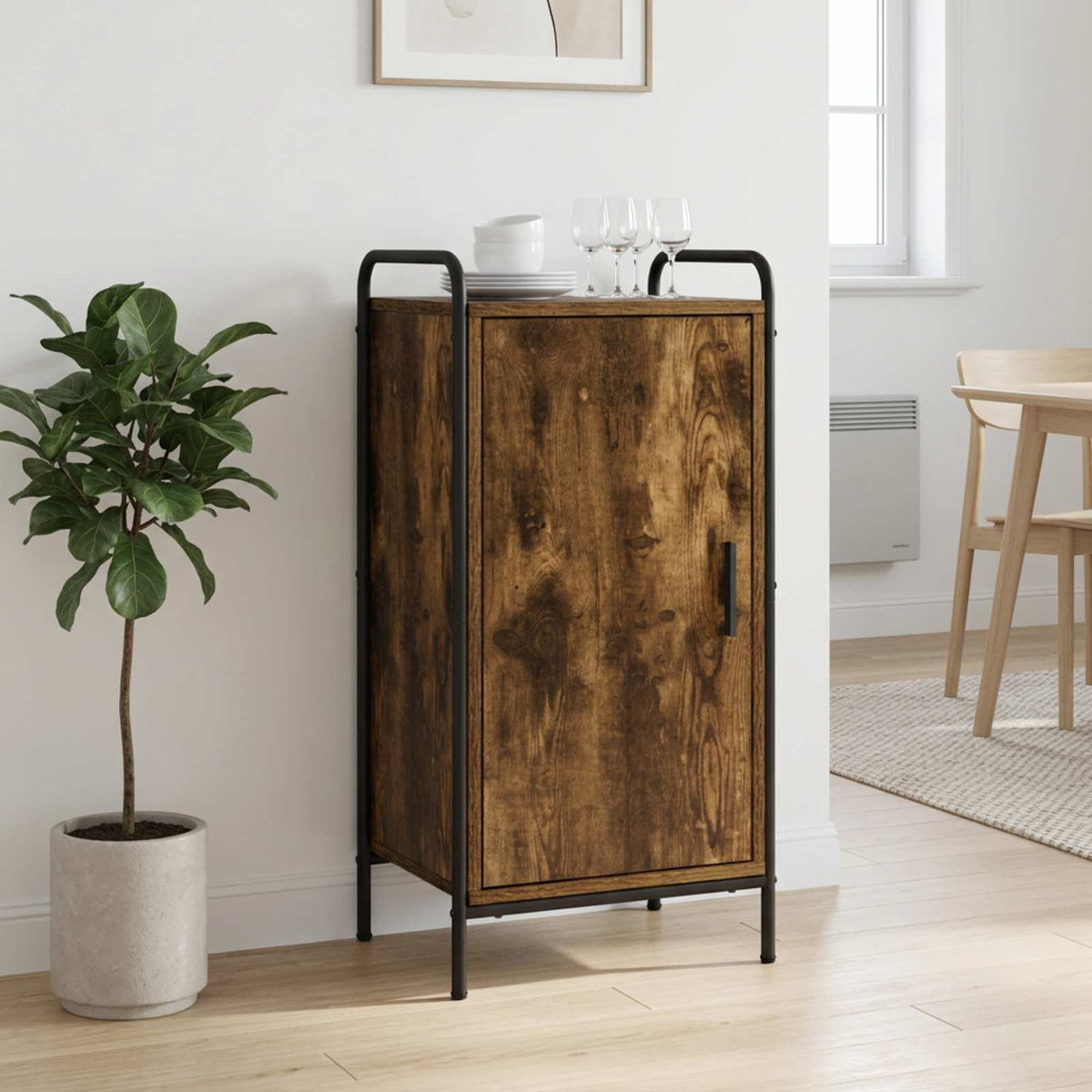 Sideboard Smoked Oak 40 x 33 x 80.5 cm Engineered Wood