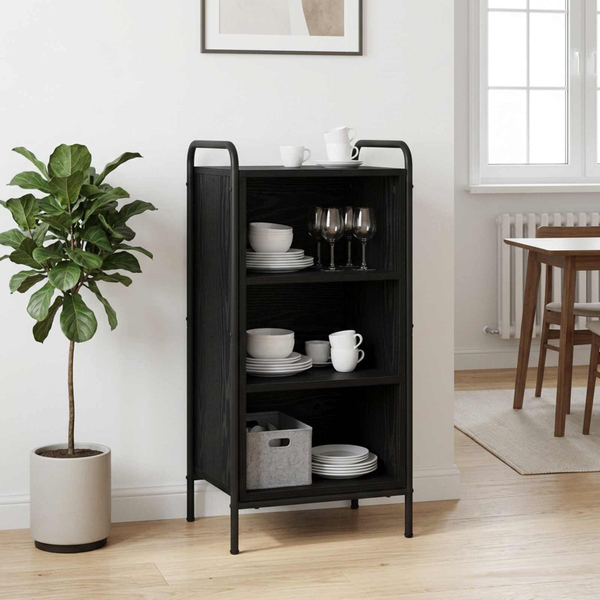 Sideboard Black Oak 40 x 33 x 80.5 cm Engineered Wood