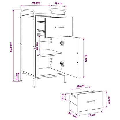 Sideboard Black Oak 40 x 33 x 80.5 cm Engineered Wood