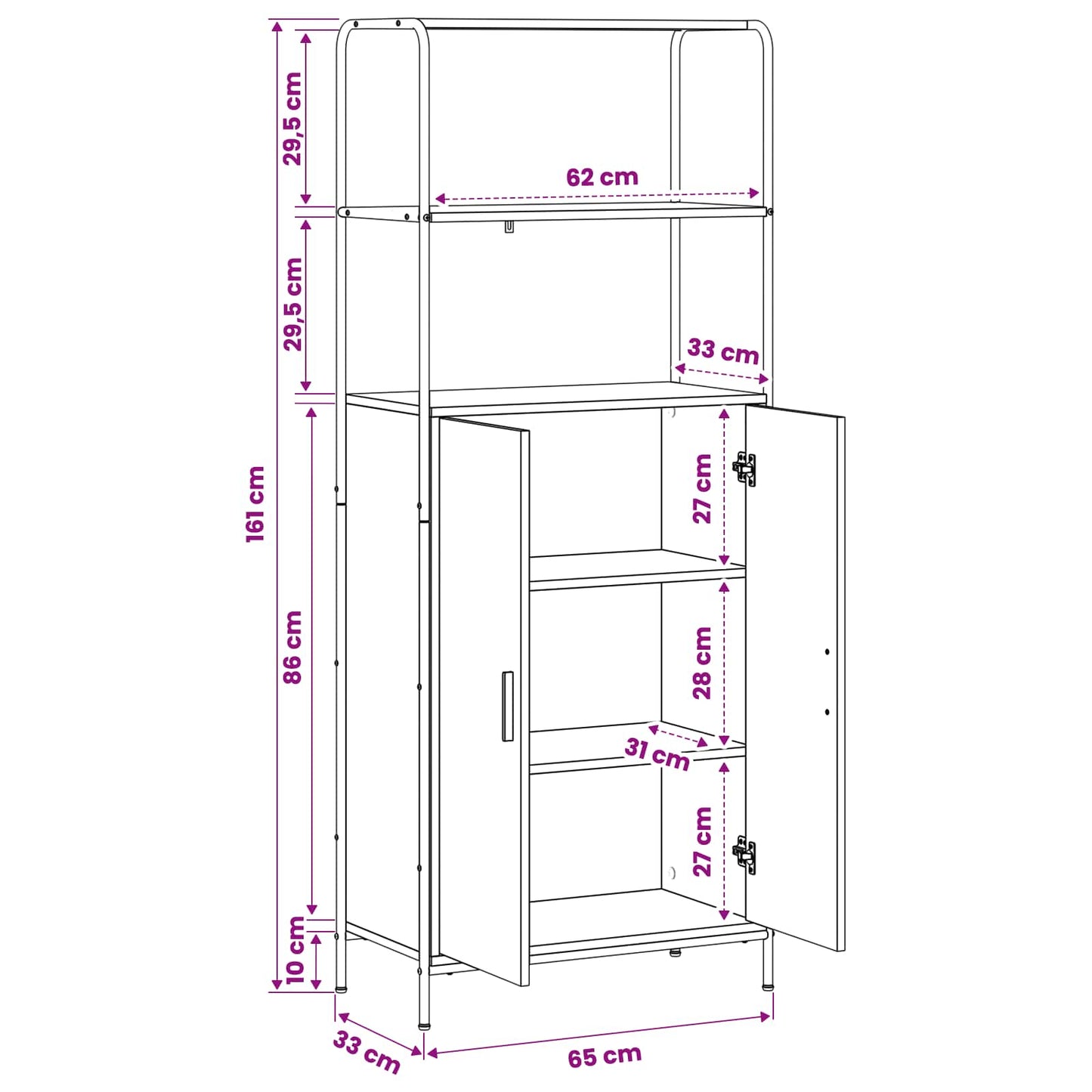Highboard Old Wood 65 x 33 x 161 cm Engineered Wood