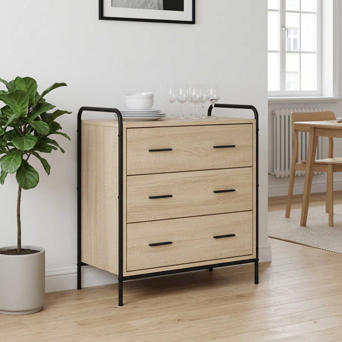 Drawer Cabinet Sonoma Oak 70 x 39.5 x 71 cm Engineered Wood