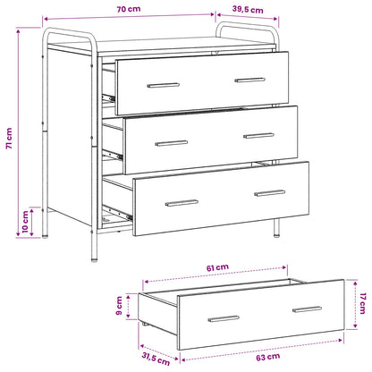 Drawer Cabinet Sonoma Oak 70 x 39.5 x 71 cm Engineered Wood