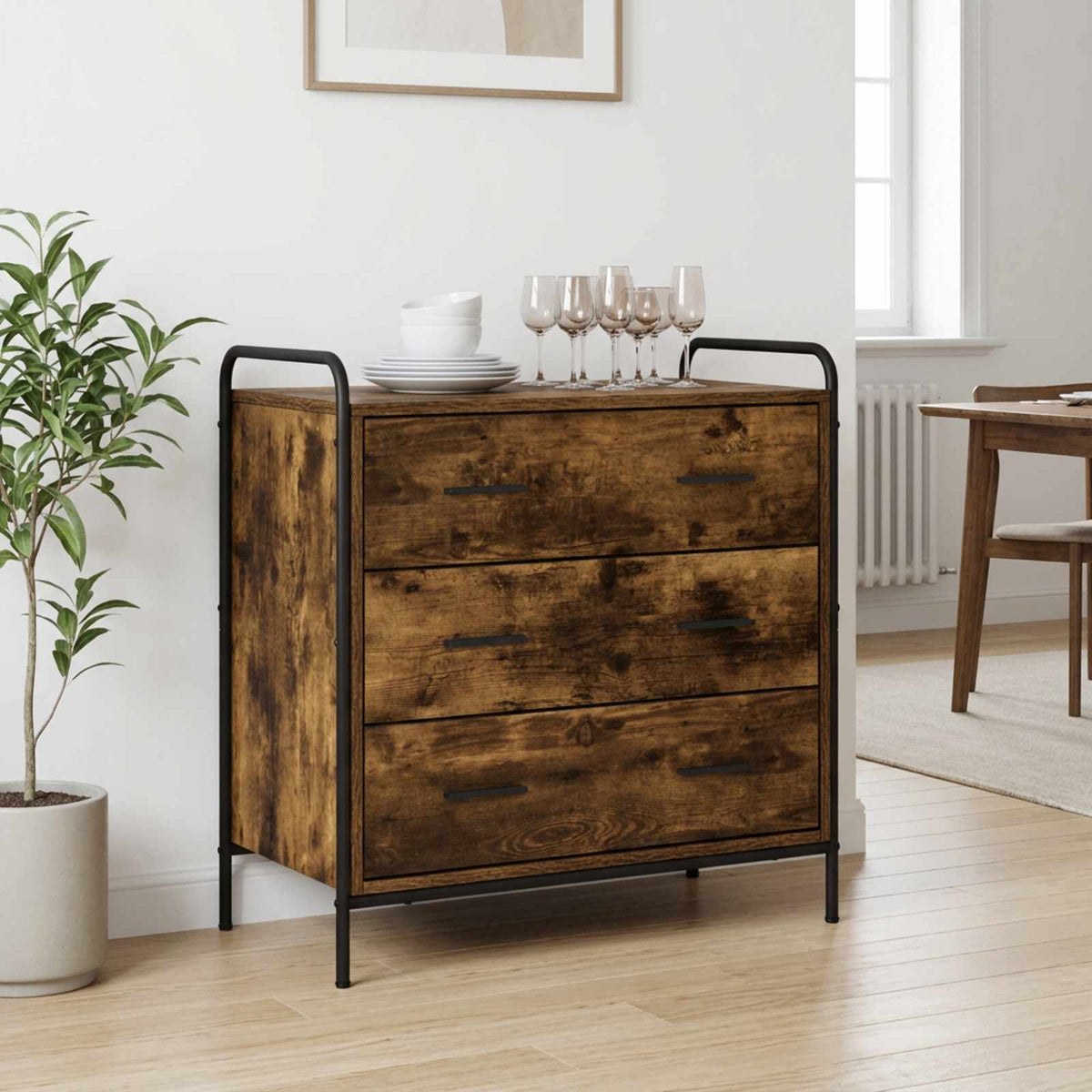 Drawer Cabinet Smoked Oak 70 x 39.5 x 71 cm Engineered Wood