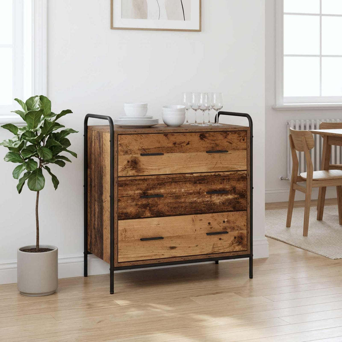 Drawer Cabinet Old Wood 70 x 39.5 x 71 cm Engineered Wood