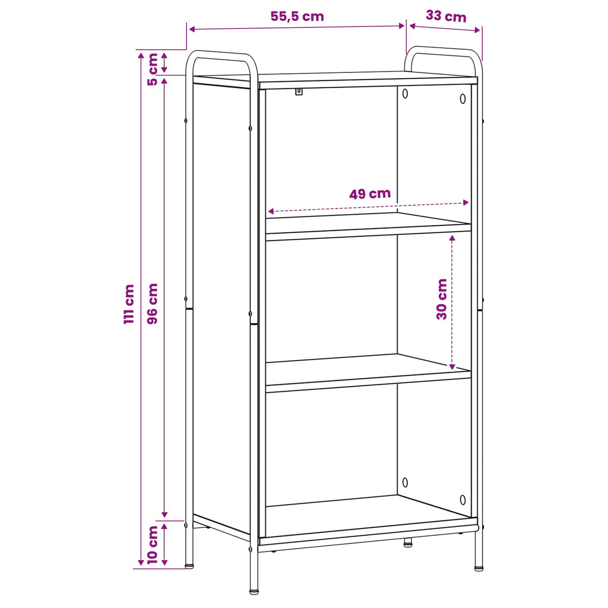 Book Cabinet 55.5 x 33 x 111 cm Engineered Wood Grey Sonoma