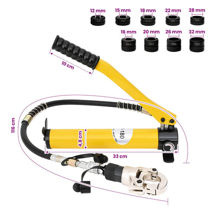 Hydraulic Pipe Crimping Tool Yellow 60 kN TH16-32 mm V12-28 mm