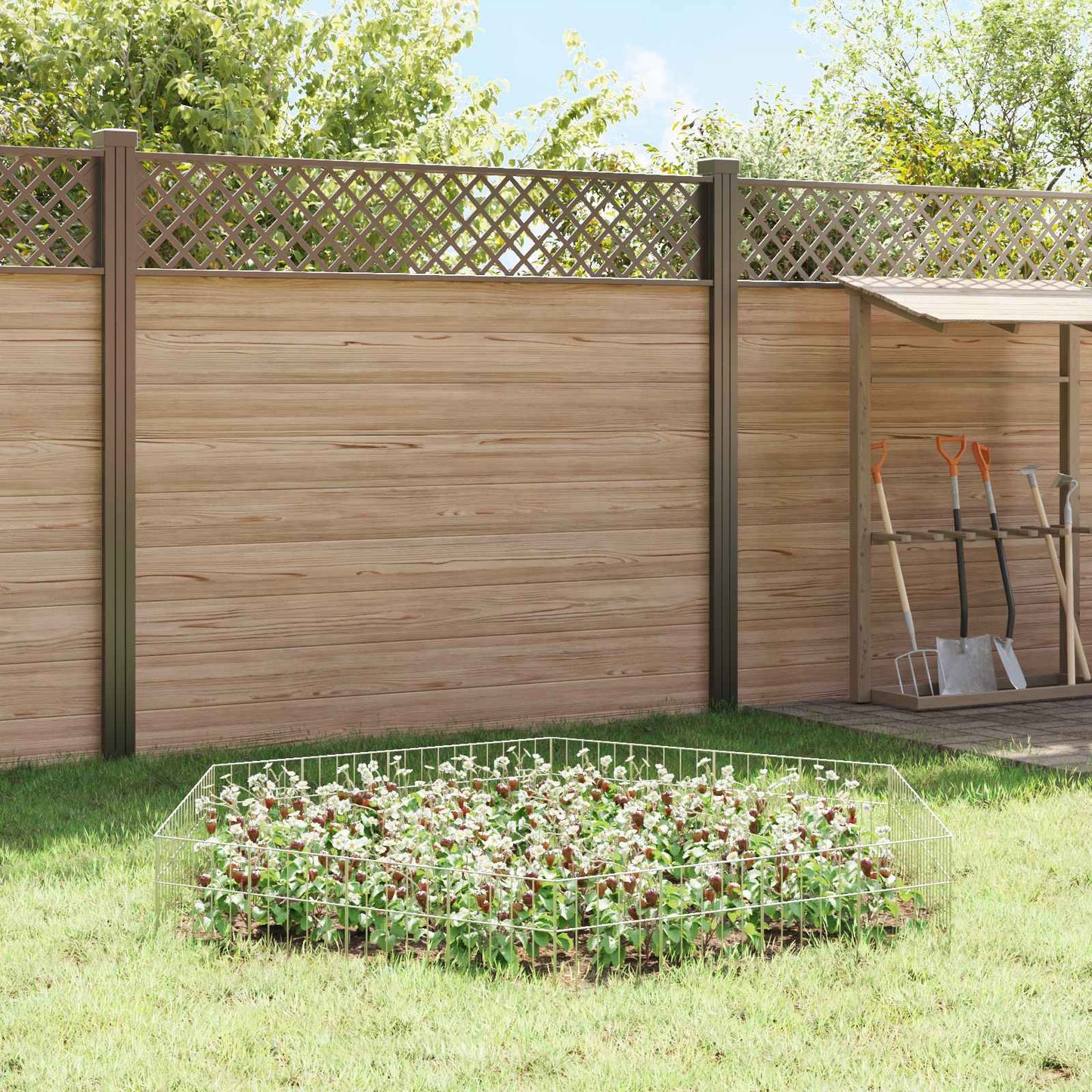Garden Fence Panel 24 pcs Galvanised Steel Silver