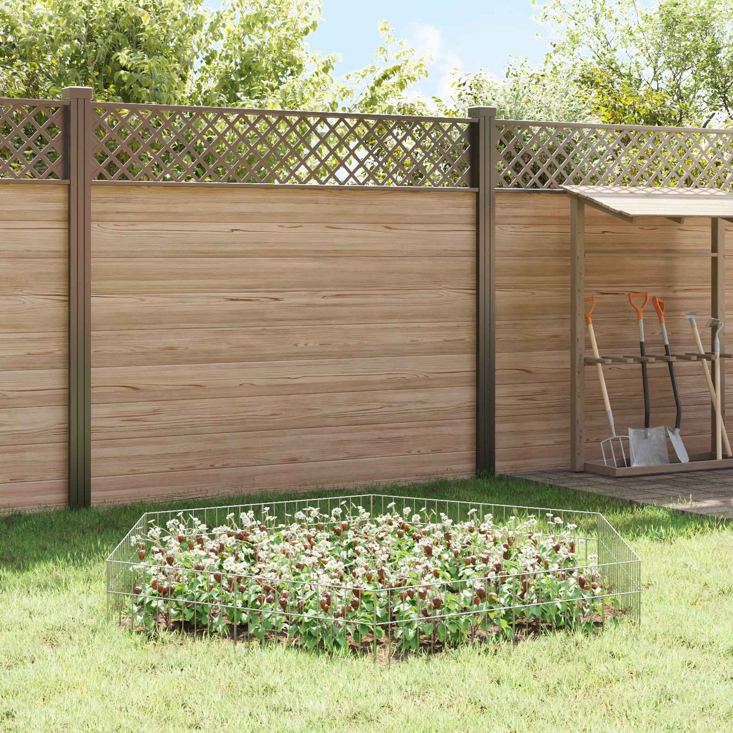 Garden Fence Panel 48 pcs Galvanised Steel Silver