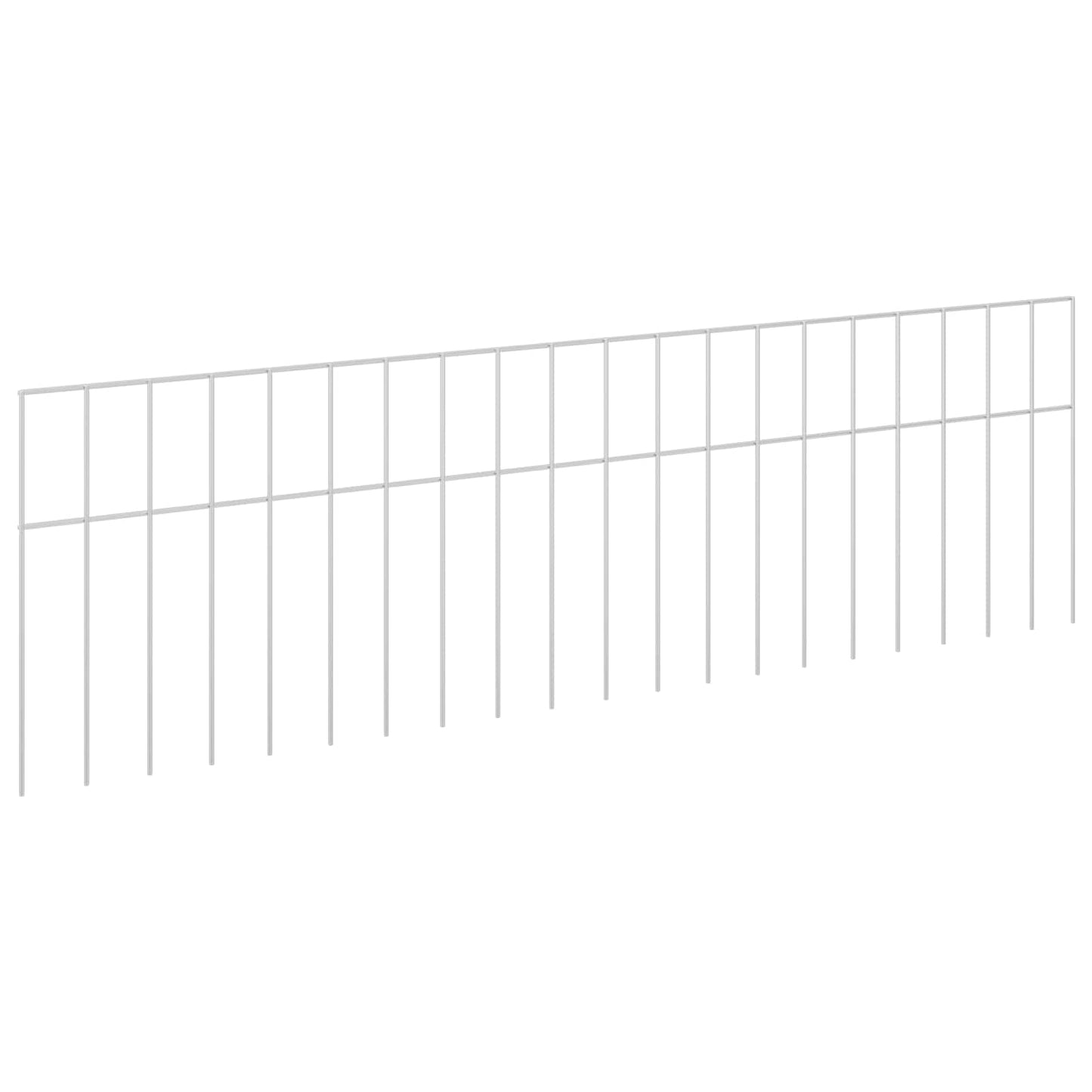 Garden Fence Panel 12 pcs Galvanised Steel Silver