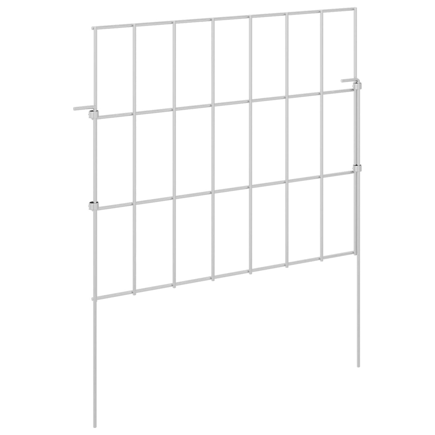 Garden Fence with Stakes 48 pcs 35 x 30 cm Mesh Silver