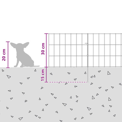 Garden Fence with Stakes 48 pcs 35 x 30 cm Mesh Silver