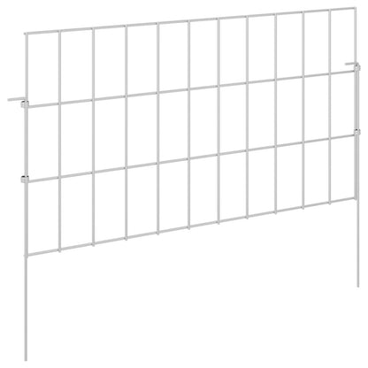 Garden Fence with Stakes 12 pcs 55 x 30 cm Mesh Silver